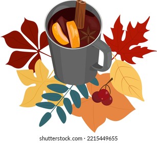 Still life with mulled wine vector illustration for decor