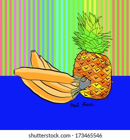 Still Life on a striped background. Green good.
