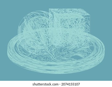Still life of openwork 3D figures. Vector illustration