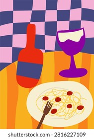 Still Life of Pasta and Wine