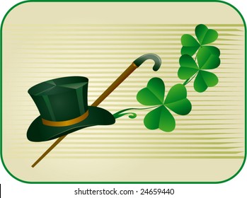 Still life with Patrick's symbols: hat and walking stick
