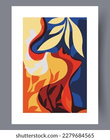 Still life plants esoteric petals wall art print. Wall artwork for interior design. Contemporary decorative background with petals. Printable minimal abstract plants poster.