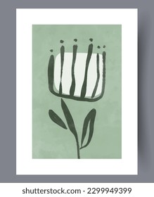 Still life plants flowering environmental wall art print. Contemporary decorative background with environmental. Printable minimal abstract plants poster. Wall artwork for interior design.