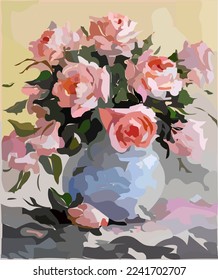 Still life. Roses on a delicately silvery background. Good for an independent art in the interior or as a print.