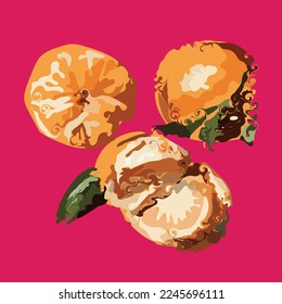 Still life with tangerines on a bright pink background for your designs 