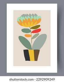Still life vase floral bud wall art print. Printable minimal abstract vase poster. Wall artwork for interior design. Contemporary decorative background with bud.