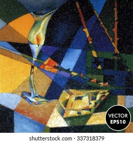 Still life vector illustration. Abstract painting. Dinner background.