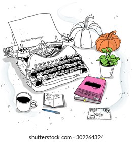 still life with a vintage typewriter