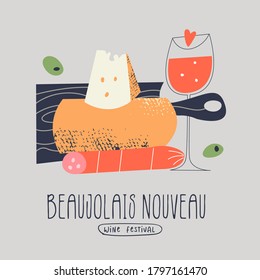 Still life for the wine festival. Vector illustration.
