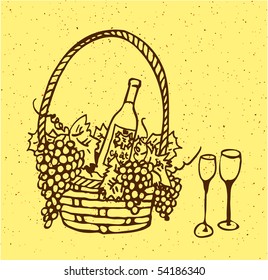 still life with wine and grapes