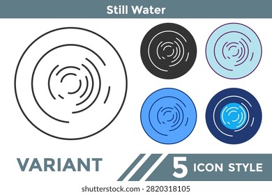 Still Water icon symbolizing calmness, emotional balance, mindfulness, and peaceful meditation practices. Line, Filled, Color, Dualtone style.