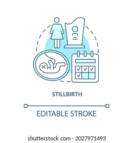 Stillbirth blue concept icon . Loss of baby during labor abstract idea thin line illustration. Statutory maternity leave in case of miscarriage. Vector isolated outline color drawing. Editable stroke