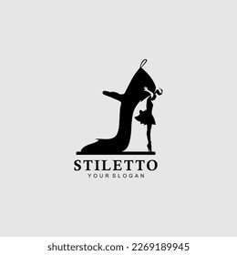 Stilletto and silhouette girl Logo Design Inspirations.