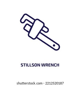 stillson wrench icon from construction tools collection. Thin linear stillson wrench, tool, wrench outline icon isolated on white background. Line vector stillson wrench sign, symbol for web and 