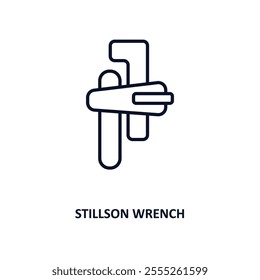 stillson wrench outline icon.  Thin line icon from construction tools collection. Editable vector isolated on white background