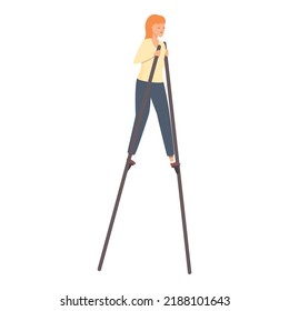 Stilt girl icon cartoon vector. Circus walker. Street leg