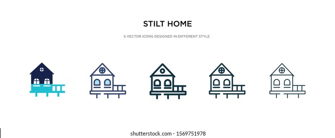 stilt home icon in different style vector illustration. two colored and black stilt home vector icons designed in filled, outline, line and stroke style can be used for web, mobile, ui