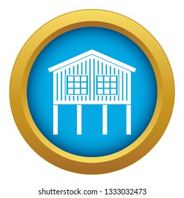 Stilt house icon blue vector isolated on white background for any design