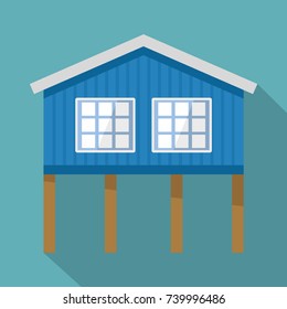 Stilt house icon. Flat illustration of stilt house vector icon for web
