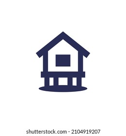Stilt house icon, home on stilts