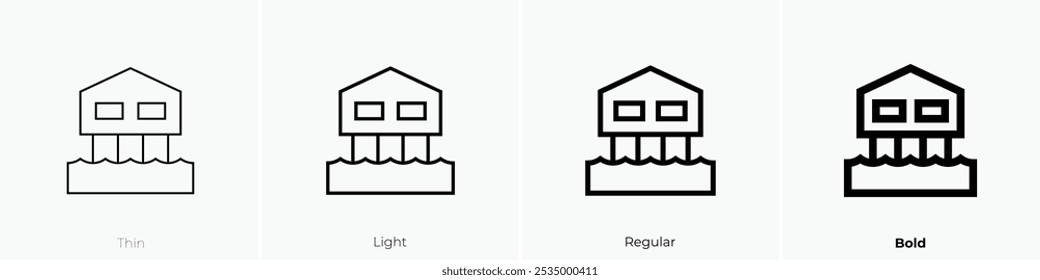 stilt house icon. Thin, Light Regular And Bold style design isolated on white background