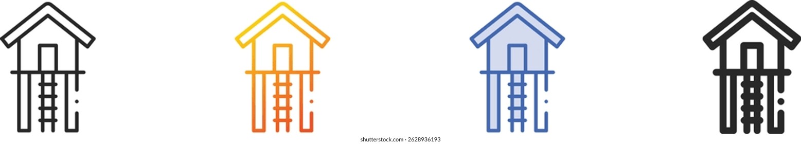 stilt house icon.Thin Linear, Gradient, Blue Stroke and bold Style Design Isolated On White Background