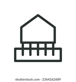 Stilt house isolated icon, crawl space house vector icon with editable stroke