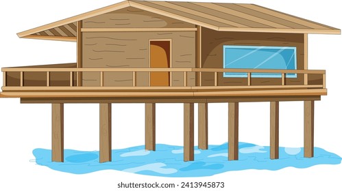 Stilt house isolated on white background