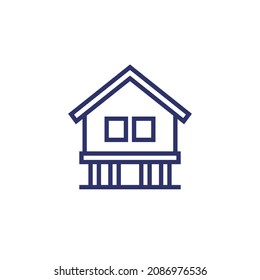 Stilt house line icon, vector