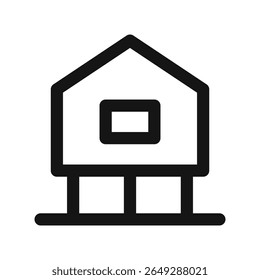 Stilt house UI icon, house on stilts simple line user interface vector symbol with editable stroke