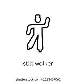 stilt walker icon. Trendy modern flat linear vector stilt walker icon on white background from thin line Circus collection, outline vector illustration