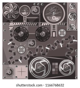 Stimpunk fantasy in monochrome color. Vector illustration