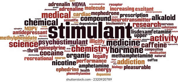 Stimulant word cloud concept. Collage made of words about stimulant. Vector illustration 