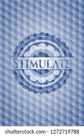 Stimulate blue hexagon emblem.