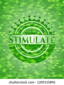 Stimulate green emblem with mosaic background