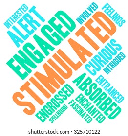 Stimulated word cloud on a white background.