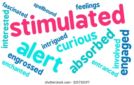 Stimulated word cloud on a white background.