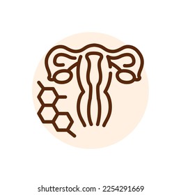 Stimulation by hormones black line icon. Fertilization. Pictogram for web page