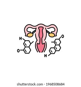 Stimulation by hormones сolor line icon. Planning pregnancy. Pictogram for web page, mobile app, promo. UI UX GUI design element. Editable stroke.