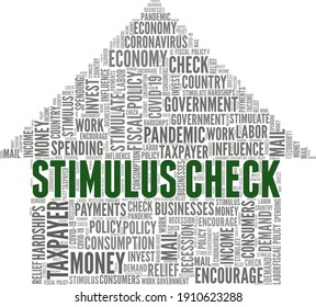 Stimulus Check Vector Illustration Word Cloud Isolated On A White Background.