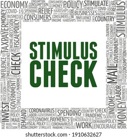 Stimulus Check Vector Illustration Word Cloud Isolated On A White Background.