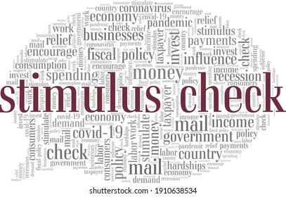 Stimulus Check Vector Illustration Word Cloud Isolated On A White Background.