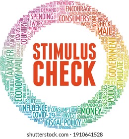 Stimulus Check Vector Illustration Word Cloud Isolated On A White Background.