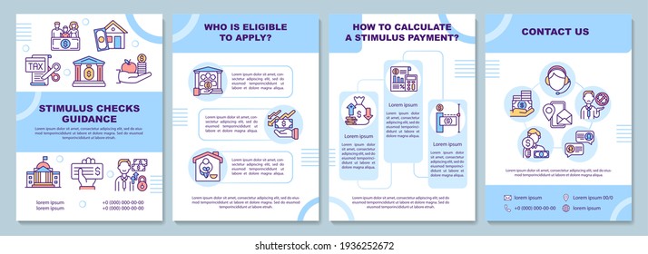 Stimulus Checks Guidance Brochure Template. Eligible To Apply. Flyer, Booklet, Leaflet Print, Cover Design With Linear Icons. Vector Layouts For Magazines, Annual Reports, Advertising Posters