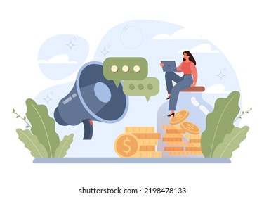 Stimulus concept. Character motivation boost, moving forward to achieve target. Inspiration or encouragement idea. Flat vector illustration