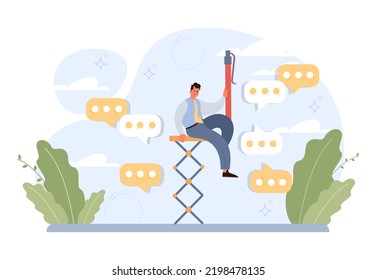 Stimulus concept. Character motivation boost, moving forward to achieve target. Inspiration or encouragement idea. Flat vector illustration