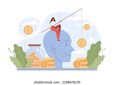 Stimulus concept. Character motivation boost, moving forward to achieve target. Inspiration or encouragement idea. Flat vector illustration