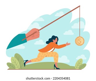 Concepto de estímulo. Aumento de la motivación de los personajes, avanzando hacia el objetivo. Inspiración o idea de estímulo. Ilustración vectorial plana