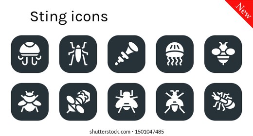 sting icon set. 10 filled sting icons.  Simple modern icons about  - Jellyfish, Insect, Bpee, Bee, Bumblebee, Wasp, Ant