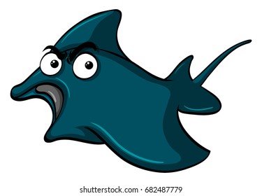 Sting ray with serious face illustration